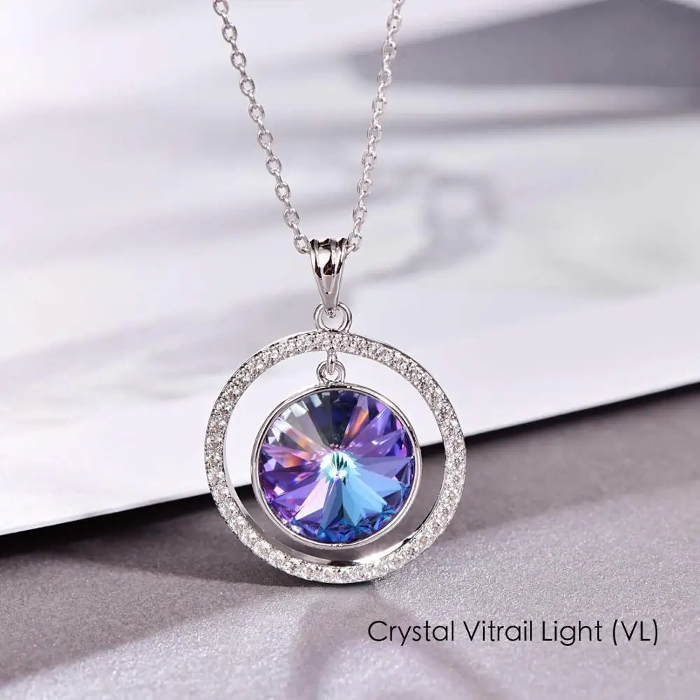 Crystal VL BOSCEN кулон ожерелье для женщин Девушка День рождения подарок на день Святого Валентина украшенный кристаллами от Swarovski Красочные элегантные - Цвет камня: Crystal VL