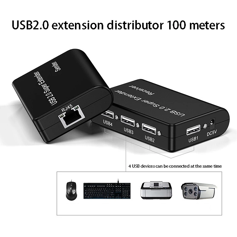 USB разветвитель 1X4 USB2.0 на RG45 удлинитель 100 метров сетевой адаптер для (вилка