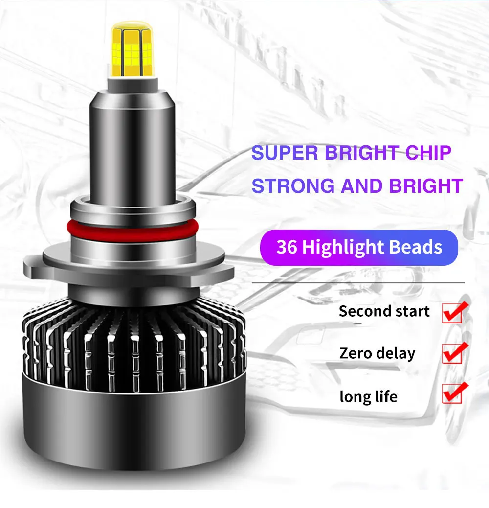 Шестисторонний светодиодный мини-светильник H1 H4 H7 H11 9005 9006 9012 CREE Chip Bulb Canbus Автомобильная фара 76 Вт 7200лм 6000K светодиодный комплект противотуманных фар