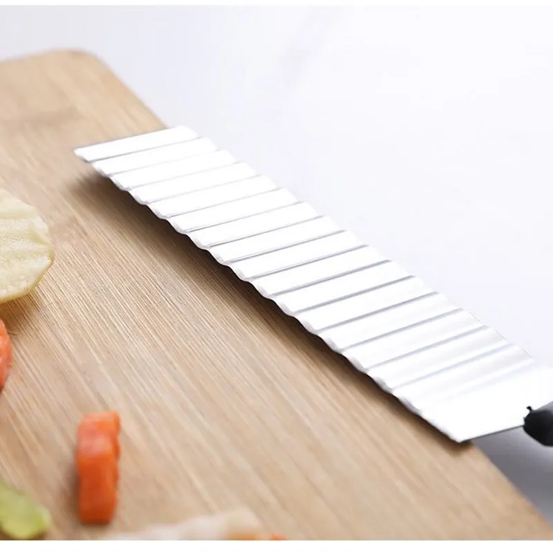 Potato French Fry Cutter Stainless Steel Serrated Blade Slicing Vegetable Fruits Slicer Wave Knife Chopper Kitchen Tools