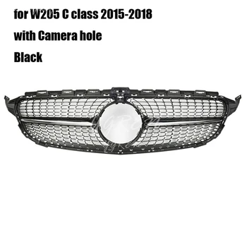 

Fit for Mercedes Benz C-Class W205 15-2018 Front Grille Diamond Silver With Camera Hole