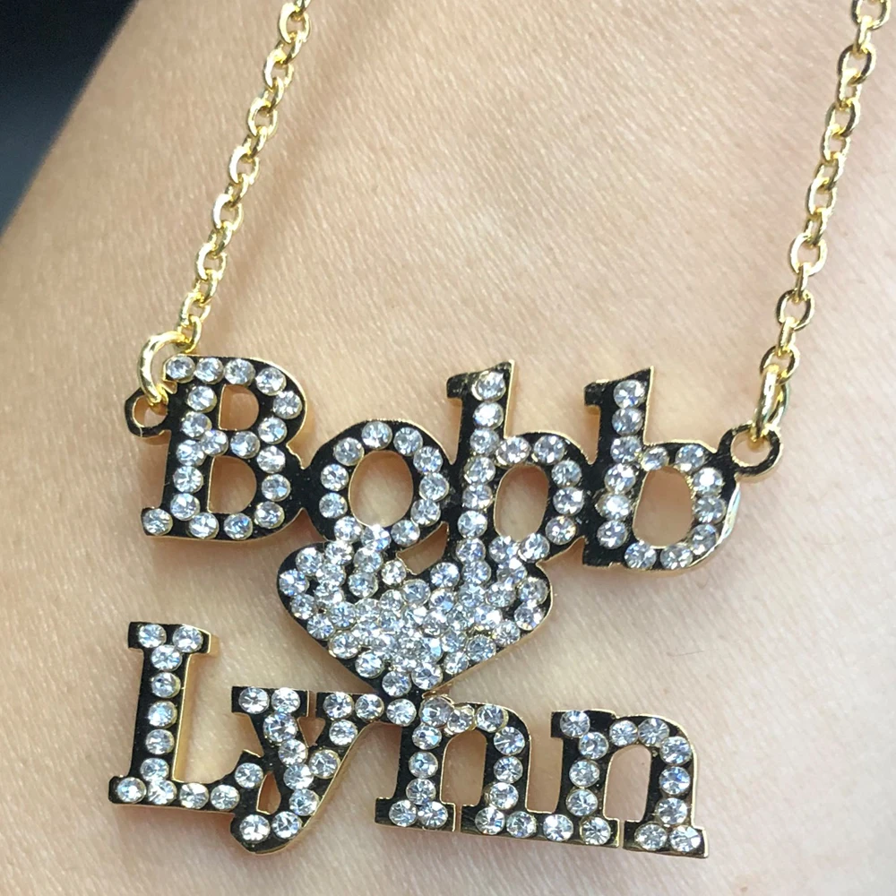 

Ожерелье с двойным именем из циркония, изготовление на заказ-123, ожерелье с именной табличкой в форме сердца, хип-хоп ожерелье, ювелирные цепи для пар