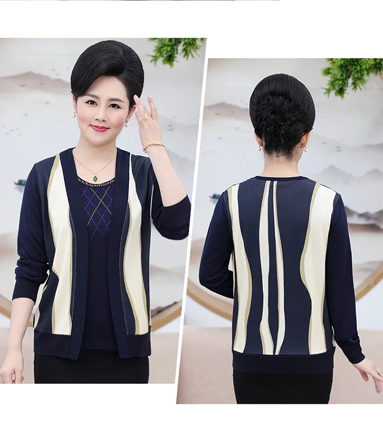 Fall autumn feminino blusa tricot women knitting two piece set sweaters female long sleeve cardigan plus size tops S268