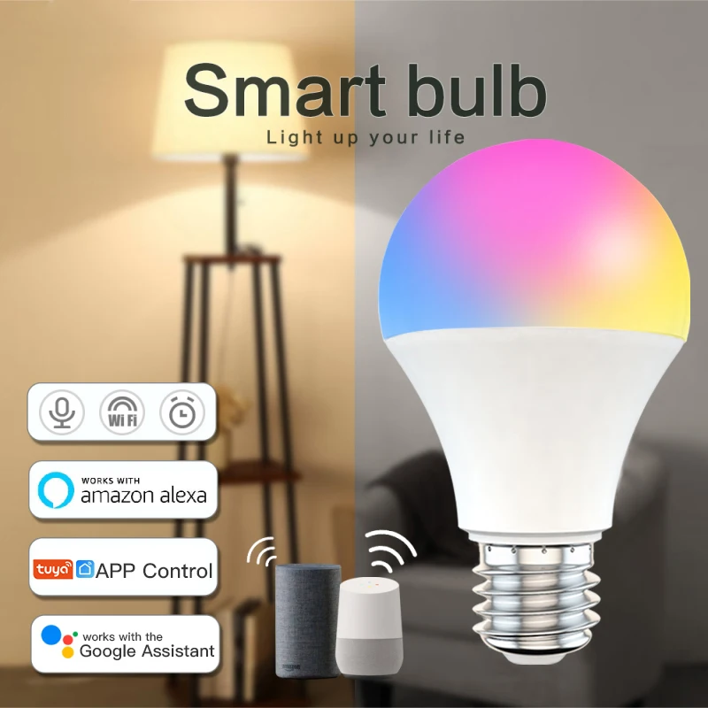 

E27/B22 Smart Can Be Connected To WiFi And Bluetooth To Remotely Control Color-changing Bulbs And Voice Control Of RGB+ Lights