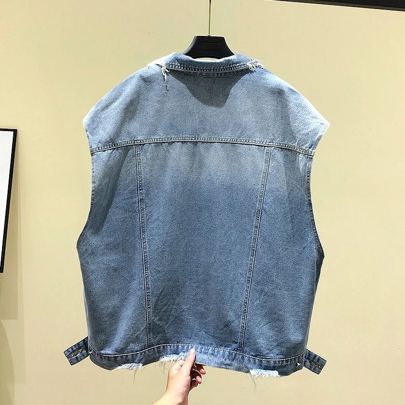 summer new style loose hole sleeveless vest jacket