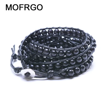 

Natural Ebony Vintage Beaded Bracelets for Women Men Multilayer Boho Wrap Bracelet Handmade Jewellery Couple Gift Dropshipping
