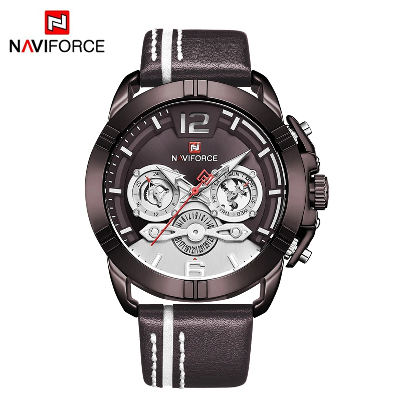 NAVIFORCE Топ люксовый бренд часы мужские военные кварцевые мужские часы спортивные Водонепроницаемые кожаные Наручные часы мужские Relogio Masculino