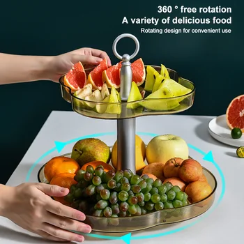 

Party Candy Modern Simple 2 Tiers Fruit Basket Snack Dish Storage Tray Vegetable Home Organizer Countertop Multifunction Stacked