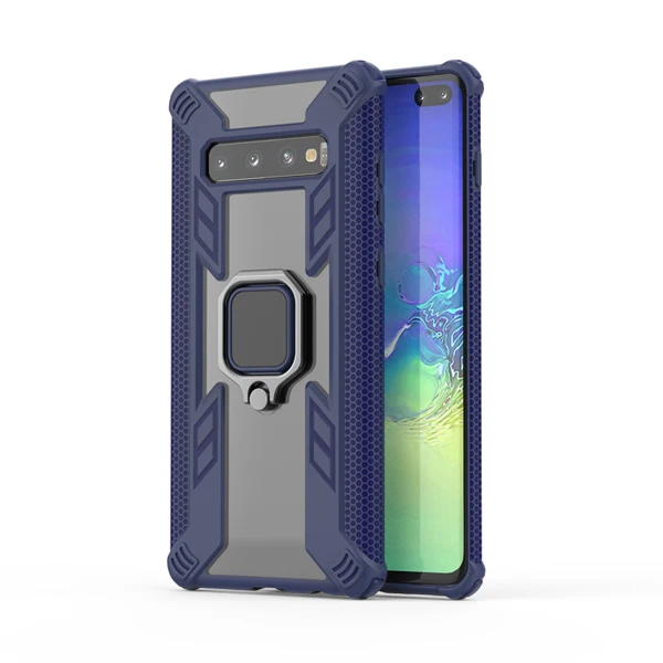 10 шт./партия, S10+ гибридные кольца, армированный чехол для samsung Galaxy S10 Plus S10 S10E, противоударный чехол-подставка для телефона S10e, кольцо на палец - Цвет: Синий