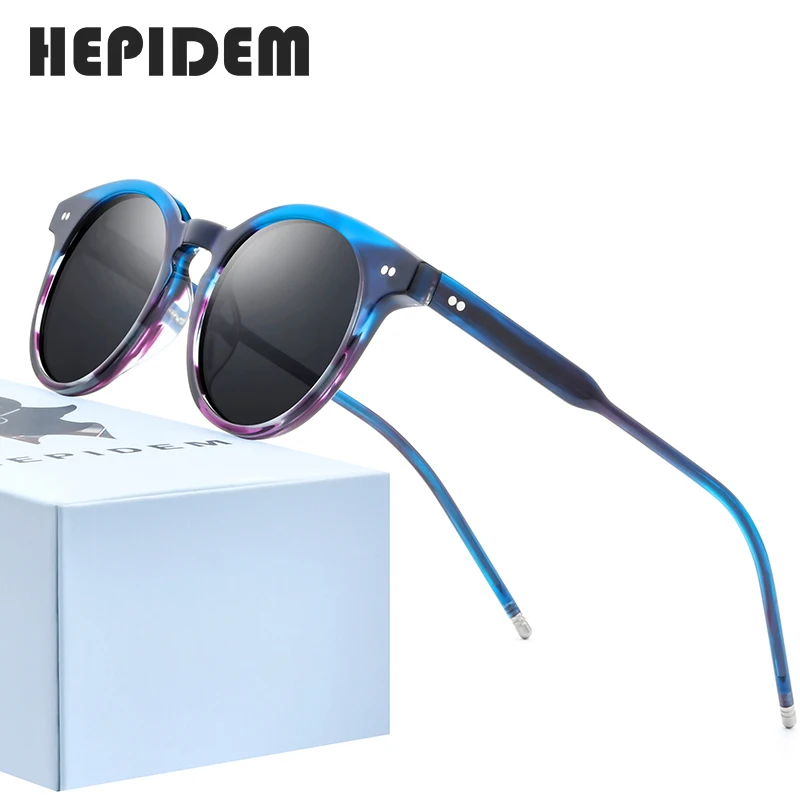 

HEPIDEM Acetate Polarized Sunglasses Women 2020 Brand Designer High Quality Retro Vintage Round Sun Glasses for Men 9127 fonex