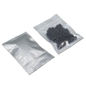 

300Pcs Clear/Silver Pure Aluminum Foil Plastic Packaging Bags Valve Food Nut Storage Packing Pouch Zipper Seal Pack Bag