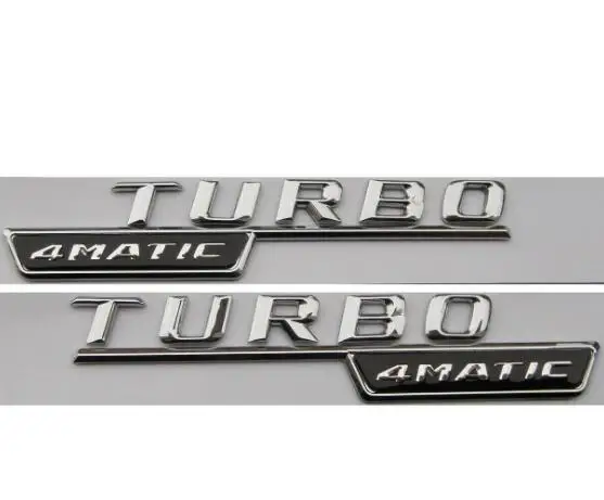 2pcs black silver Хромированный брызговик 3D буквы для TURBO 4matic эмблемы значки для Mercedes Benz AMG - Цвет: 2pcs black silver