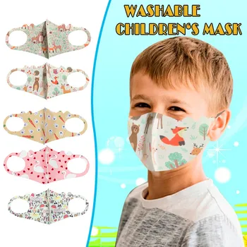 

1/3/5PCS Kids Face Mask Animal Cartoon Print Mouth Mask Children PM2.5 Outdoor Ice Silk Cotton Protect Mask Washable Reusable