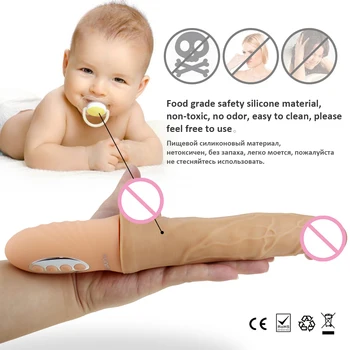 Heating Realistic Dildo Vibrator for Woman Telescopic 10 Speeds Soft Huge Penis G Spot Vagina Anus Masturbator with Suction Cup 5