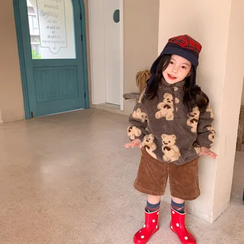 

2020 Winter Cute Little Bear Lamb Velvet Kid Girls Jacket Outwear for Children Warm Baby Girls Top New Arrive Thick Coat Clothes
