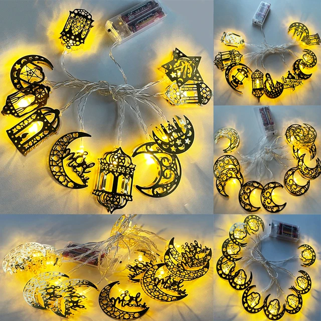 Guirlande lumineuse LED pour le Ramadan 2023, Eid Mubarak, étoile, lune, décorations  pour la maison, Festival, éclairage, décor Mubarak Kareem - AliExpress