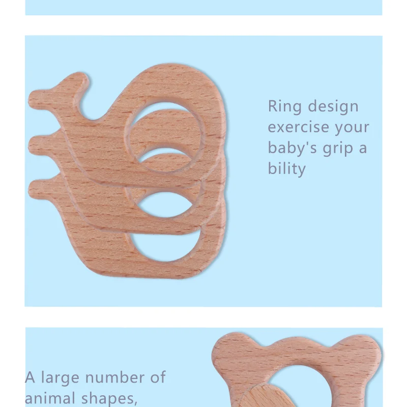 XCQGH 1 предмет) для маленьких девочек, высокое качество для окружающей среды для бука Прорезыватель для зубов деревянные, с животными из мультиков детский Прорезыватель зубов стержень игрушки