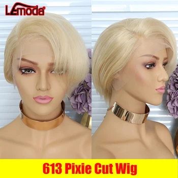 

613 Pixie Cut Wig Blonde Lace Front Wig Short Bob Tranaparent Lace Wig Brazlian Remy Lemoda Straight Human Hair Wigs For Women