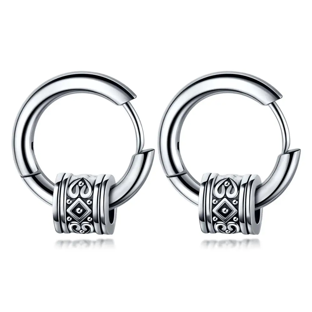

Vintage Stainless Steel Man Hoop Earrings Punk Ear Jewelry Gift free shiping