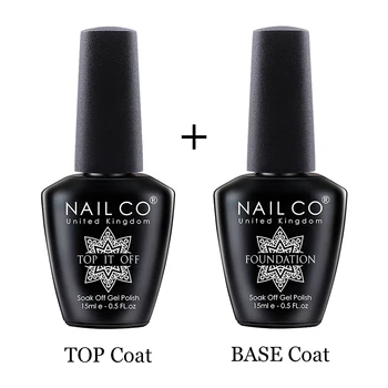 

NAILCO Base And Top Coat Gel Nail Polish 15ml UV LED Lamp Semi Vernis Permanent Nail Art Soak off Hybrid Varnishes