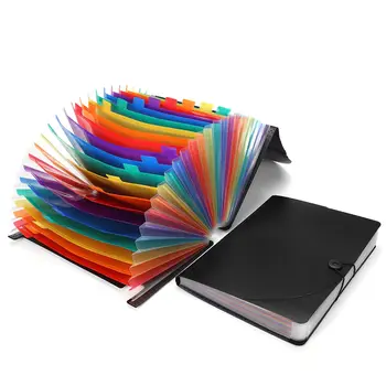 

24 Pockets Rainbow Accordion Expanding File Folder Portable A4 File Organizer Bag Document Resume Office Supplies 6/18 lines