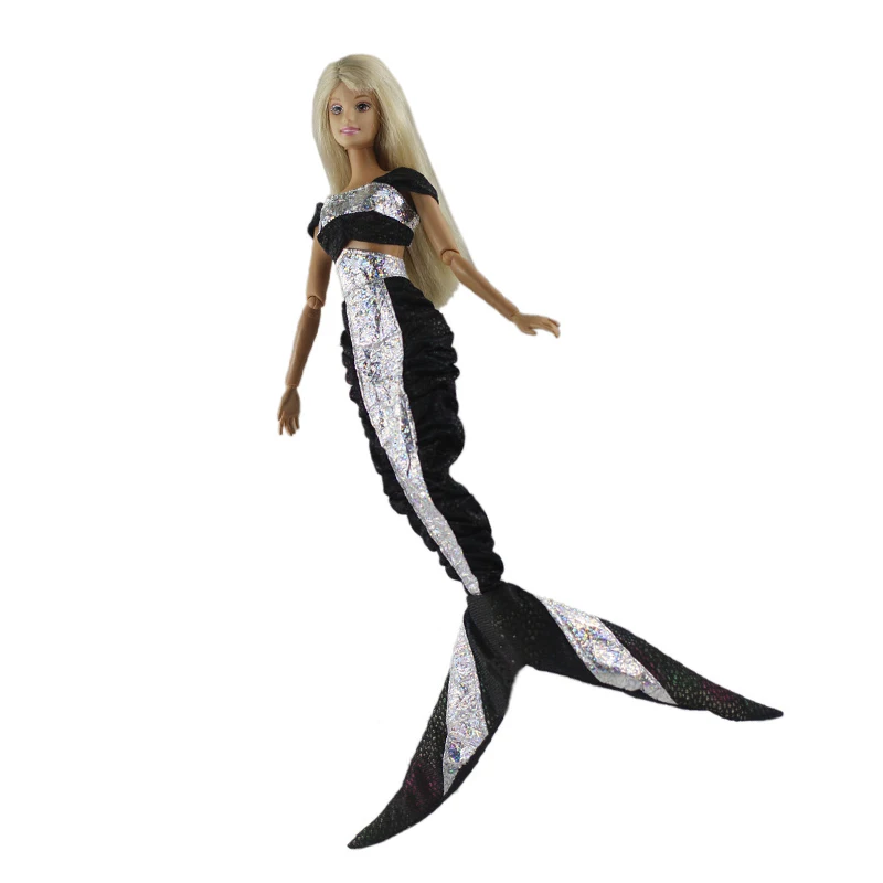Блёстки хвост русалки кукла платье для куклы Барби одежда вечернее платье вечерние платья бюстгальтер и рыбий хвост юбка 1/6 куклы аксессуары