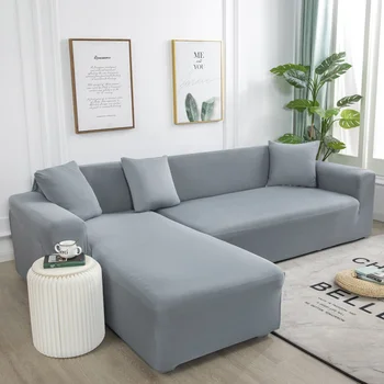 

1/2/3/4 Seat Combination Sofa Cover Fabric Sofa Cushion Full Cover Universal Solid Color Sofa Dust Cover Is Easy To Install Gray