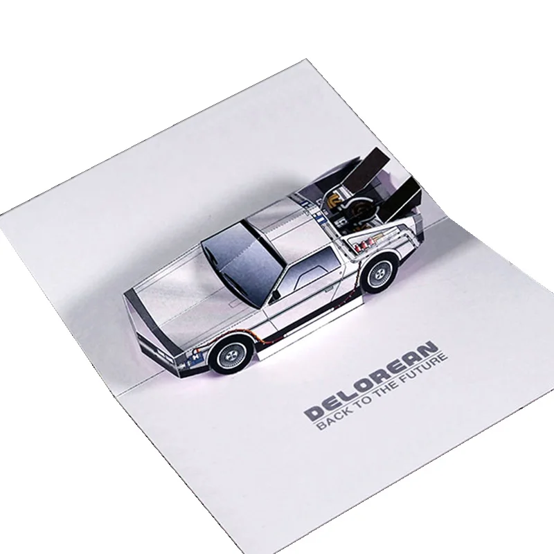 Back To The Future POP-UP Card DMC-12 Car Handmade 3D Paper Model Papercraft Art Origami DIY Kids Adult Craft Toys ER-088