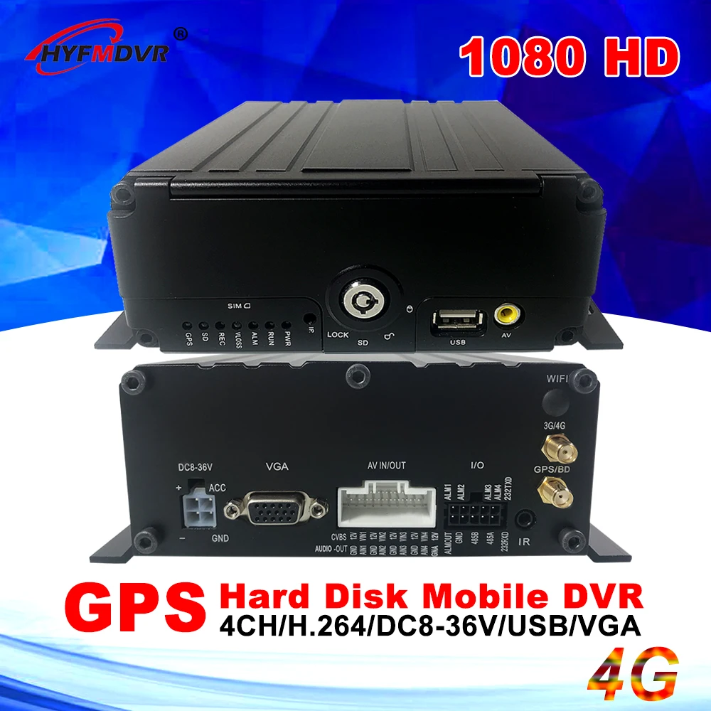 HYMDVR G-Sensor Android Surveillance Gps-Track-I/O H.264 Phone AHD 4CH 4G Mdvr-Support Mobile