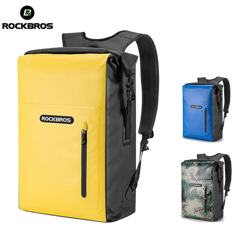 

ROCKBROS Waterproof Backpack Sport Bag 25L Beach Bag Swimming PVC Travel Bag Sandproof Roll Top Dirtproof Dry Bag Bicycle Bag