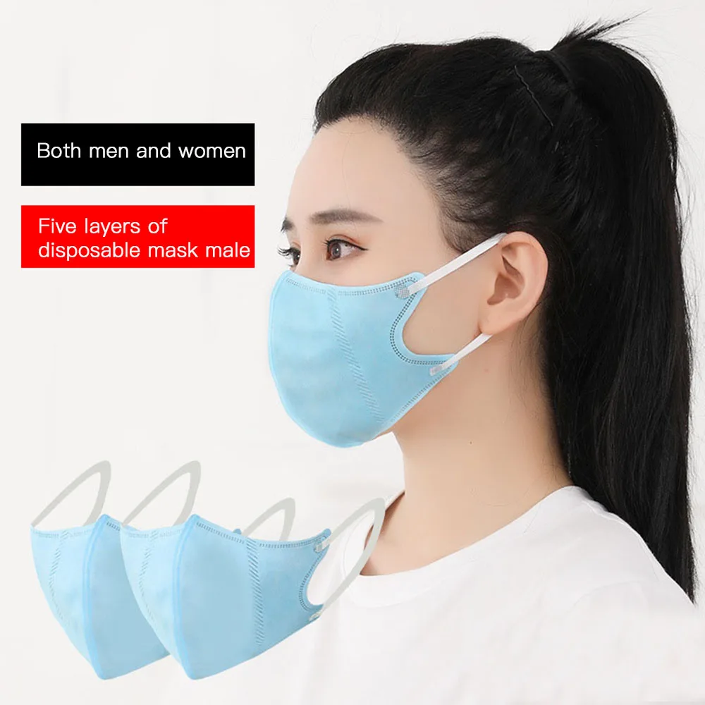 

Antibacterial 5 Layers Protective Safty Mask Kid Folding Non Woven Adult Mask Anti dust Ful Mouth muffle Mouth Mask Respirator