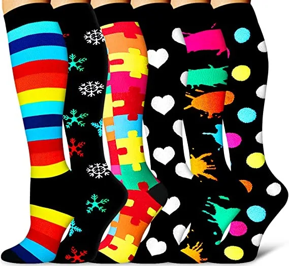 Compression Stockings Sport Compression Socks 3/6/7/8 Pairs Per Set Soccer Sports Wear Female Male Men Women Gift Persent 6 Pairs J Style