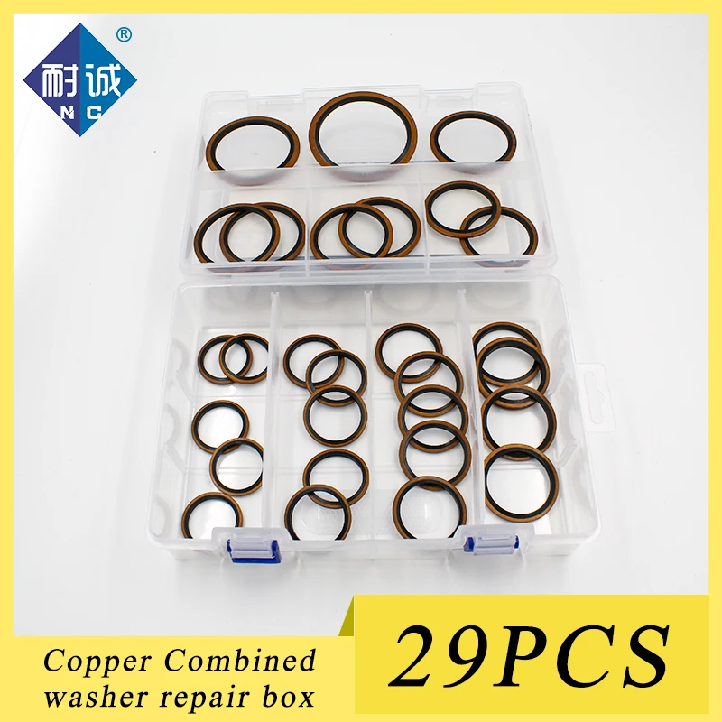 

Washer M27/M30/M33/M36/M39/M42/M45/M48/M52/M60mm Bonded Washer Metal Rubber Oil Drain Plug Gasket Sealing O Ring Assortment Set