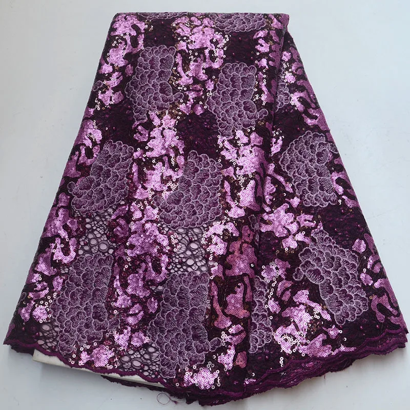 

African Lace With Sequins Embroidery Textile Lace Fabric High Quality Sequins French Tulle Lace Fabrics For Wedding Party 04