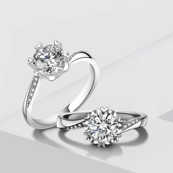 

Lady Flower 1ct Lab Diamond Ring 925 sterling silver Engagement Wedding band Rings for Women Gemstones Anniversary Party Jewelry