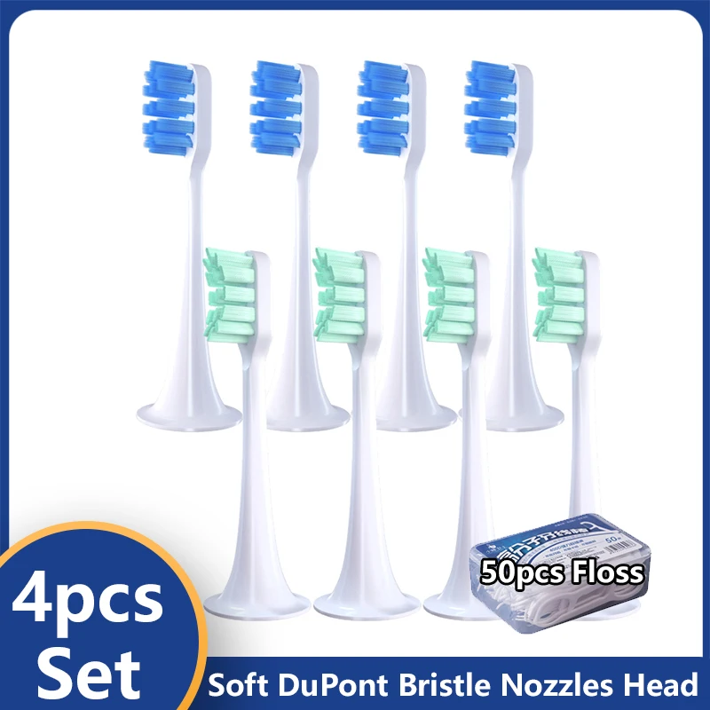 Set 4 Pezzi Per Xiaomi Mijia T300/T500 Testine Di Ricambio Testine Per Spazzolino Elettrico Proteggi Setole Morbide Per Ugelli Dupont