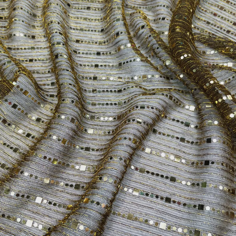 

Evening Dress Gown Fabric Metallic Sequin Shiny Soft Mesh Fabrics Wedding Dress Scarf Cosplay Material