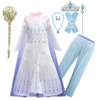 

Girls Dresses Elsa Anna 2 Cosplay Dress Snow Queen Costume Kids Halloween Princess Party Fancy Children Gowns Infantil Vestidos