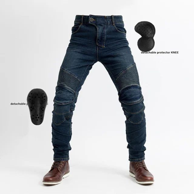 Новые джинсы для мотогонок с защитой колена и бедер - Цвет: Blue