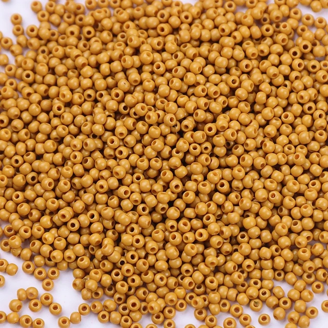 10g 720 Pieces 2mm Austria Solid Color Bead 12/0 Opaque Neon Round Beads Glass Seed Beads Handmade DIY Jewelry Bags Accessories 359 Khaki
