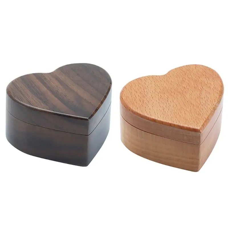 

Heart Shaped Wedding Valentines Engagement Wooden Ring Bearer Box, Handmade Rustic Wedding Ring Box Holder,Walnut