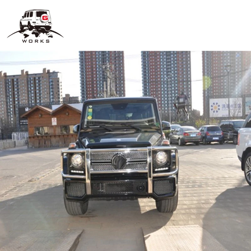 G класс W463 черная и щетка хромированная барная стойка bull для W463 G63 G65 Решетка переднего бампера Передняя защитная защита 1990-2018y