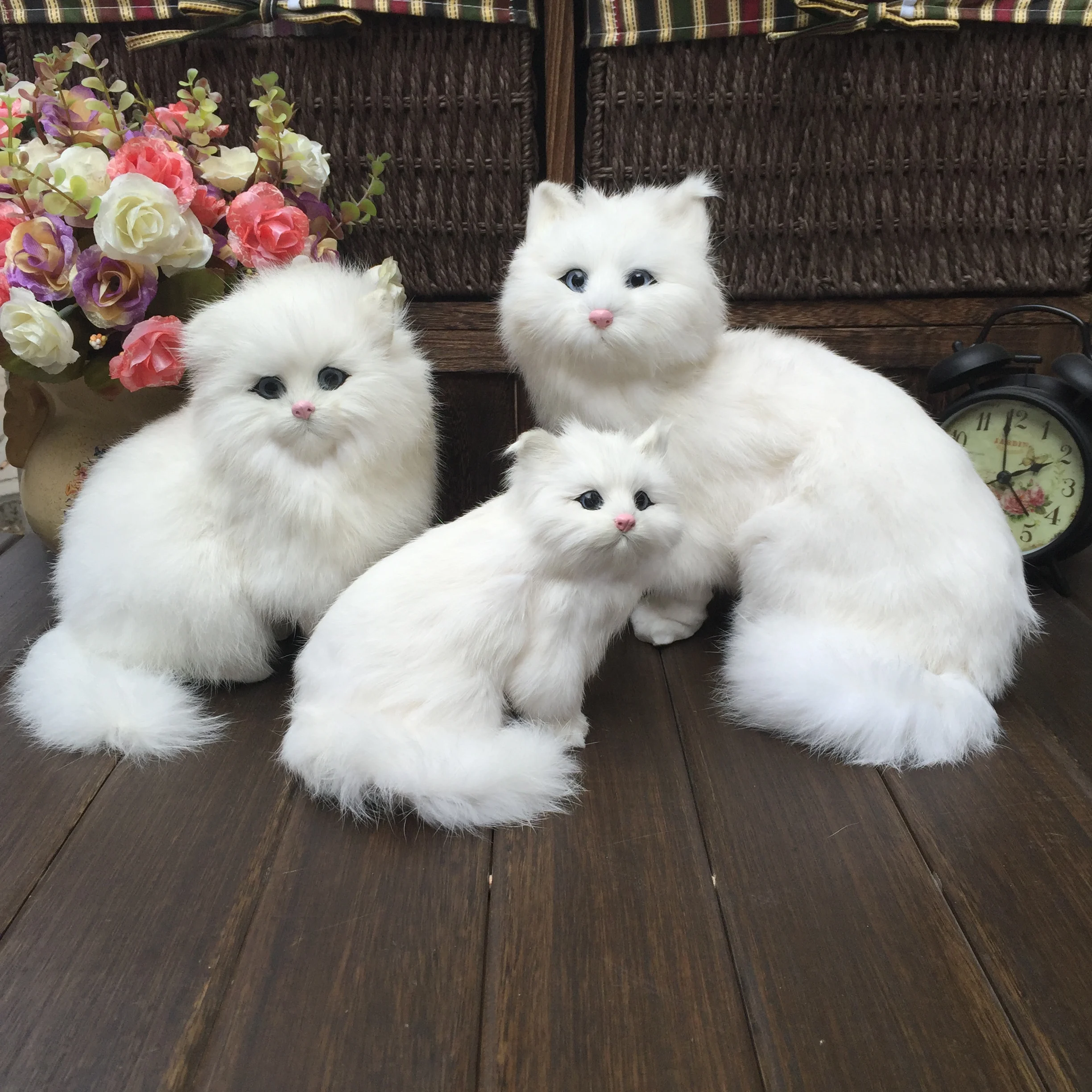 Realistic Plush Toy Simulation Cat Doll White Persian Cats Lifelike Kitten Model Birthday New Year Gift Home Decor Ornament 5