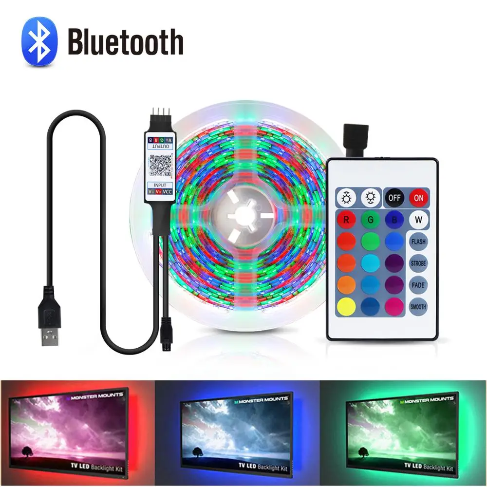 1 м 2 3 4 5 USB мощность В светодиодный ленточный светильник RGB лента 2835 кабель