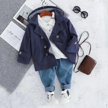

New Spring Baby Boy Clothes 0-3T Lovely Toddler Boy 3pcs Long Sleeve Letters T-shirt Hoodie Coat Denim Trousers Casual Outfits
