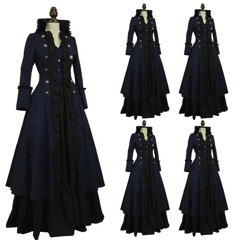 Women's Long Sleeve Vintage Victorian Gown Plus Size Costume Cosplay Stage Dress 2021 Hot | Женская одежда