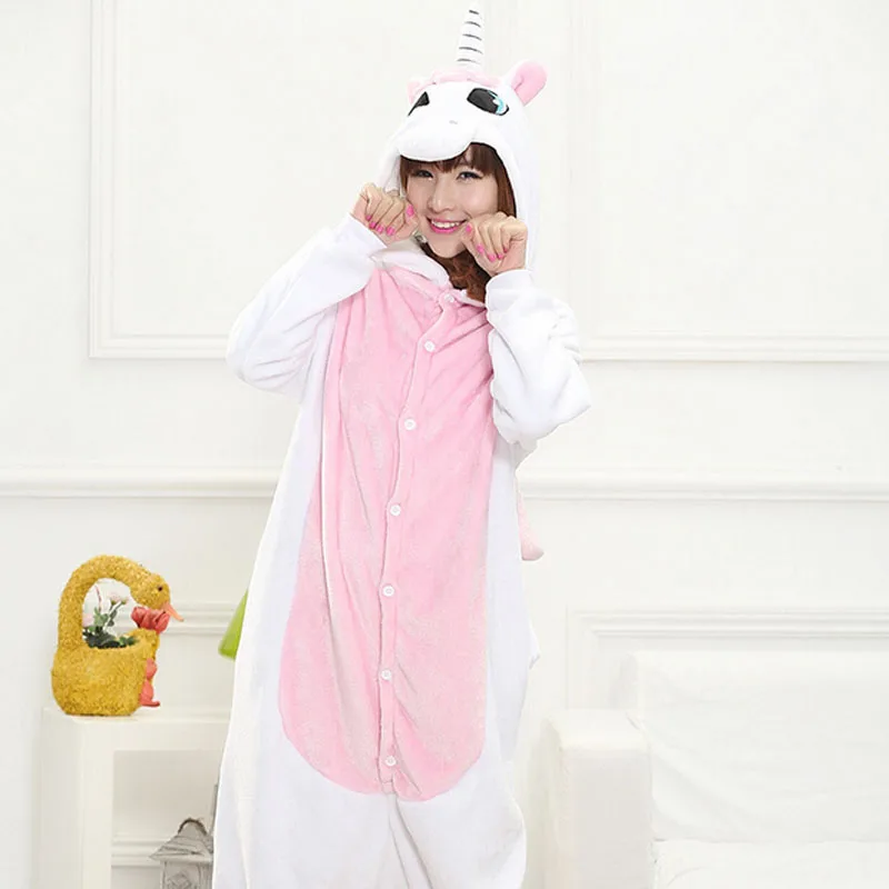 Животное Единорог кигуруми Onesie для взрослых мужчин и женщин пижамы мягкие