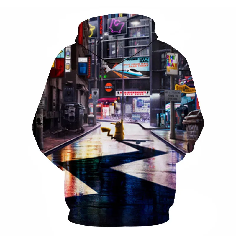 Г. Толстовки с капюшоном с 3D принтом «Покемон летго Пикачу», толстовки для мужчин и женщин, тонкая одежда в стиле Харадзюку, одежда для родителей и детей