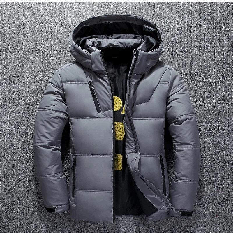 Duck Down Jacket Men Thicken Hooded Long Sleeve Down Zipper Pocket Coat Warm Feather Men Winter Down Jacket Casual Outwear 4XL