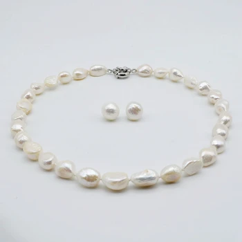 

Women's jewelry set, natural white baroque pearls, pearl necklace earrings, ladies necklace, wedding jewelry set